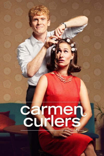 A man puts curlers in a woman's hair with text reading: Carmen Curlers