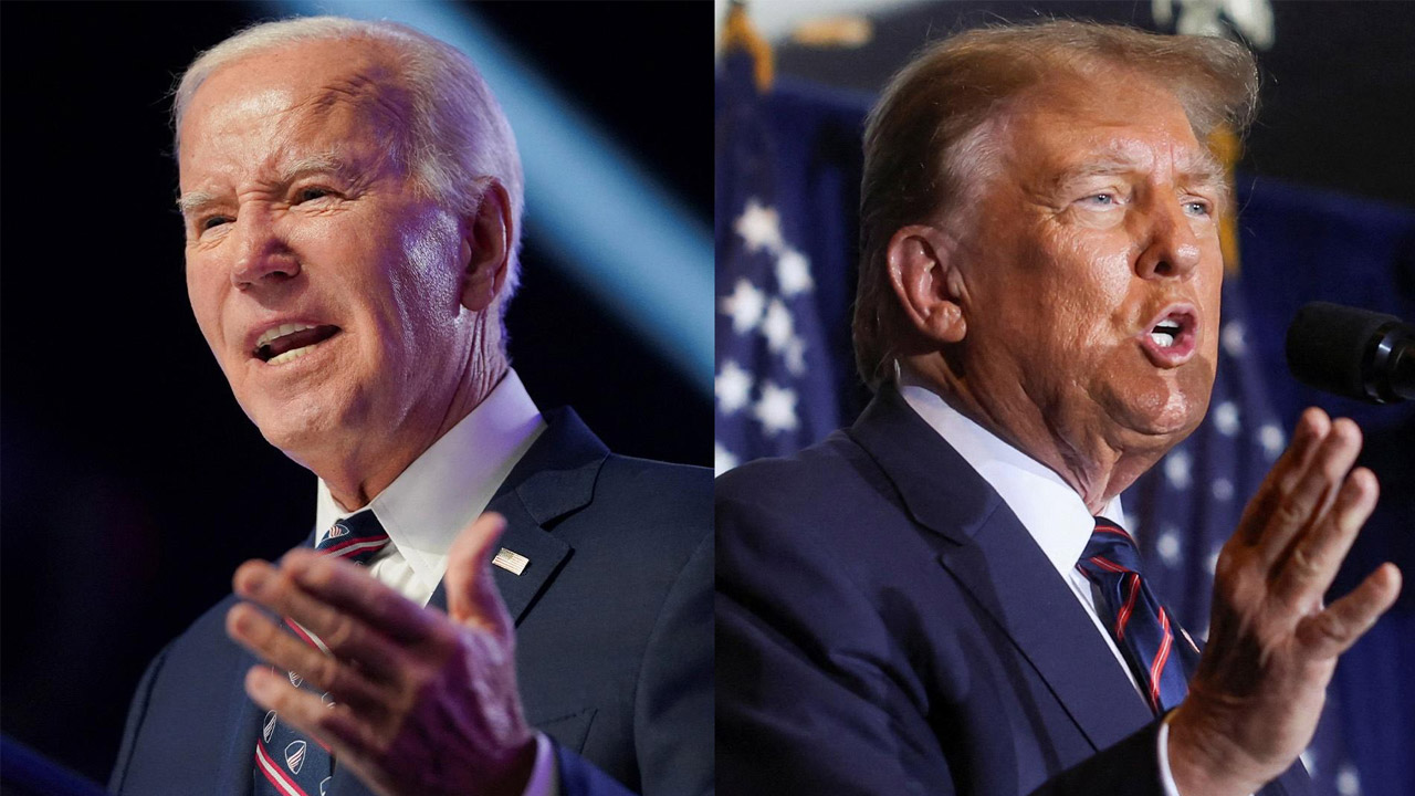 A photo of Trump and Biden side by side
