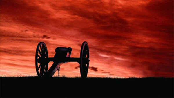 A Civil War Field artillery canon on an open field