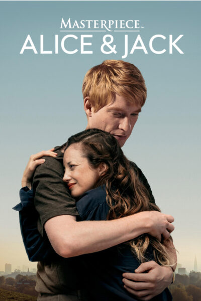 The poster for Alice and Jack with the two of them holding each other in a tight embrace