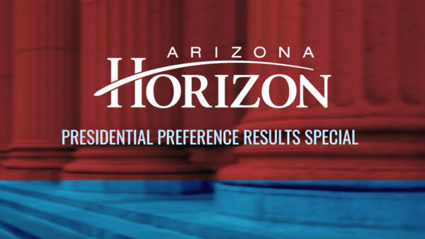 Marble columns with text reading: Arizona Horizon Presidential Preference Results Special