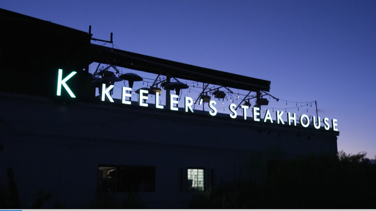 Keeler’s Neighborhood Steakhouse sign board