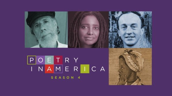 Poetry in America image with photos of four poets and the name of the show
