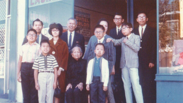 Corky Lee's family standing for a photo
