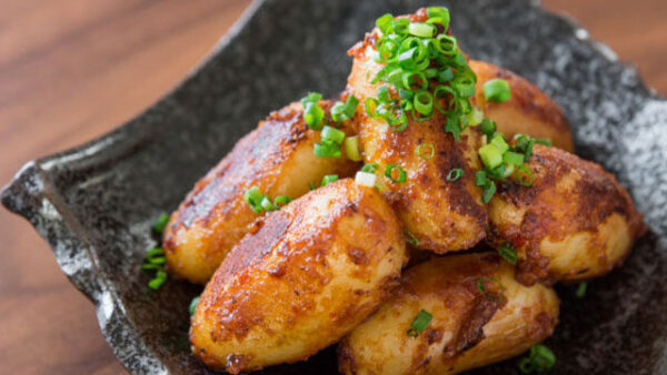 Miso potatoes on a dish