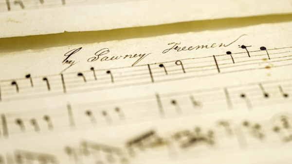 musical manuscript with the name Sawney Freeman written at the top
