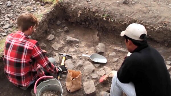 Archaeologists digging for artifacts