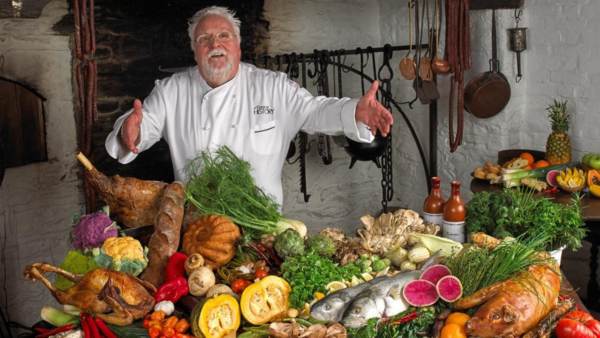 Host Chef Walter Staib with ingredients