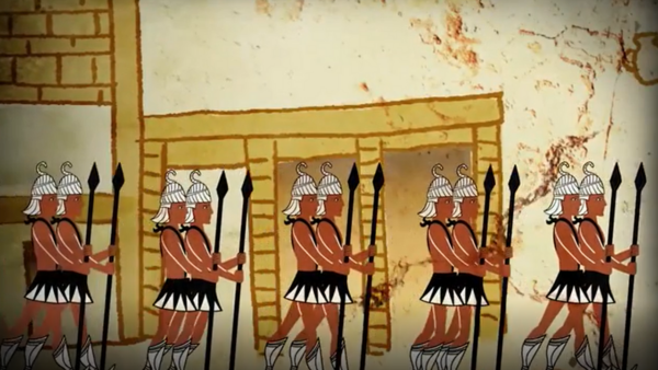 Mural of warriors from ancient Greece