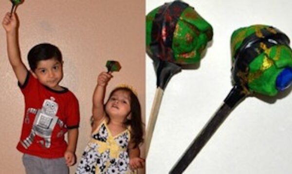 Kids play with homemade maracas