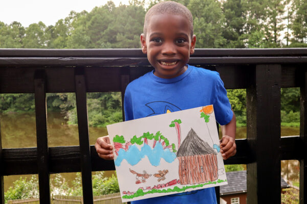 A boy with his painting