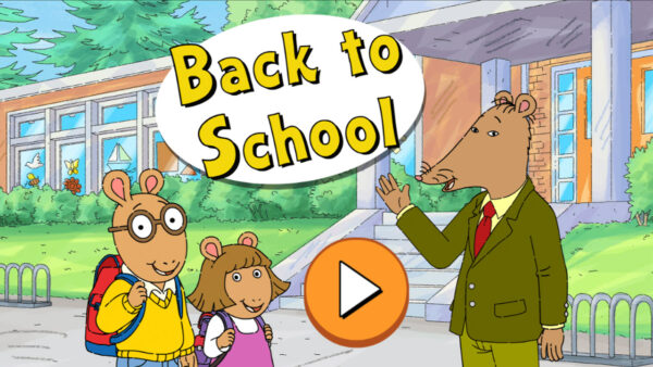 Arthur and friends get ready to play a back to school game