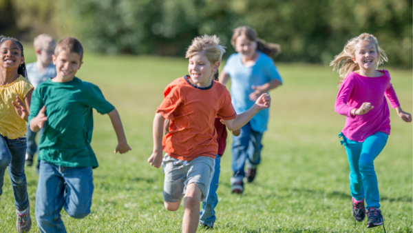 Kids running outside