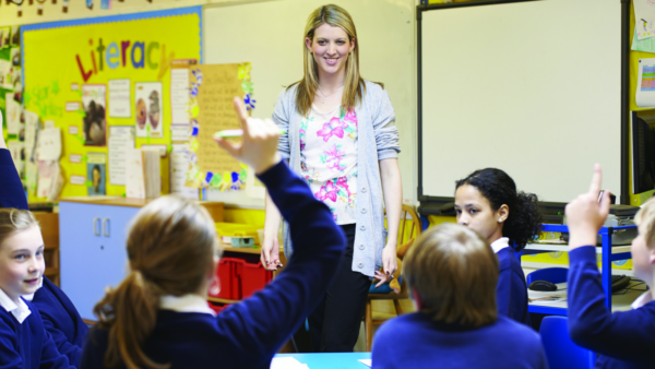 A teacher teaching their class