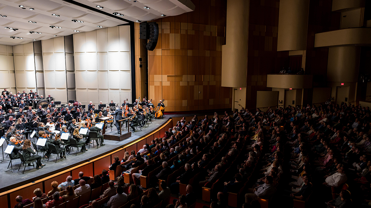 The phoenix symphony performing on stage at symphony hall