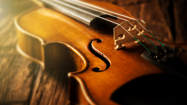 A violin lying on a table