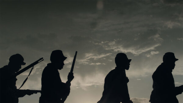 A silhouette of soldiers.