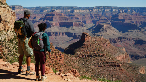 Two hikers at the Grand Canyon on 