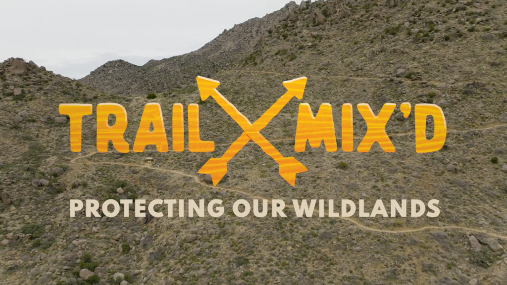 A view of Arizona wildlands with the "Trail Mix'd" logo on top