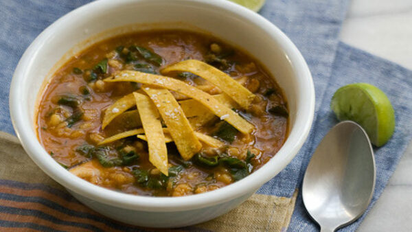 Kale, barley and lentil soup