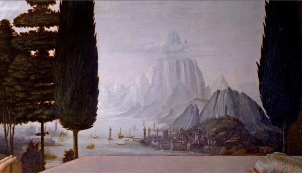 Painting of mountain scene