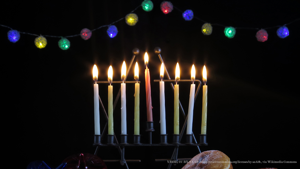 A colorful photo of a menorah