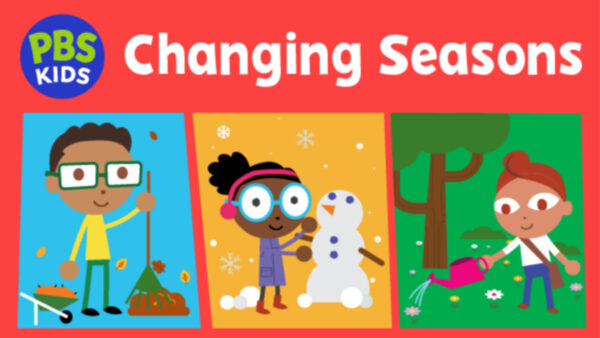 A graphic of PBS kids doing winter activities