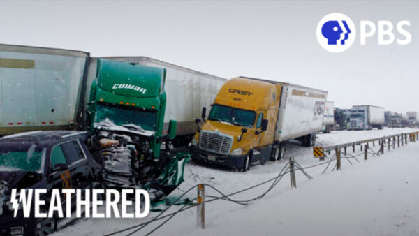 Semi trucks stuck in the snow