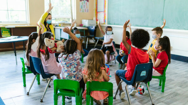 kids studying in a classroom