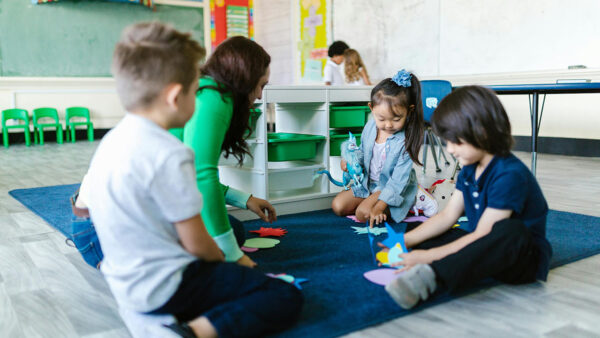 kids interacting in a classroom