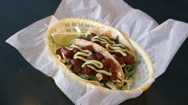 Ahi poki tacos from Tiki grill