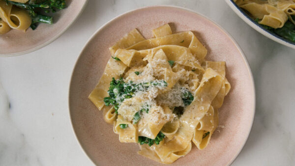 Spring veggie fettuccine alfredo