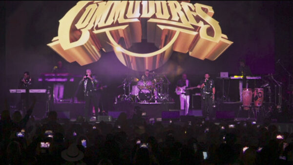 The Commodores performing on stage