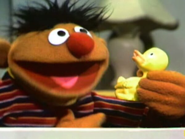 Ernie holding a rubber duckie