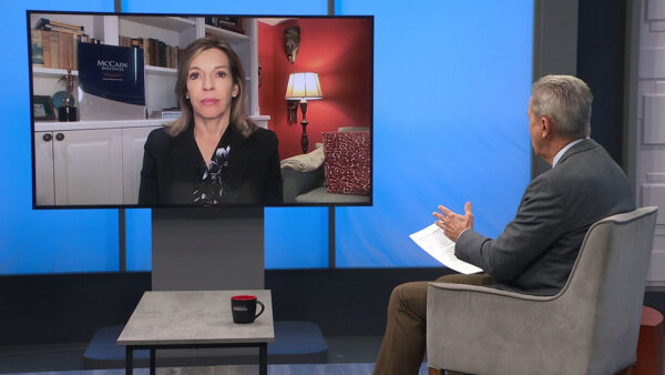 Dr. Evelyn Farkas, Executive Director, McCain Institute. She is on a zoom with Horizon host Ted Simmons