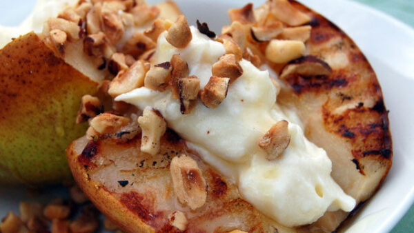 honey peachricotta on a plate