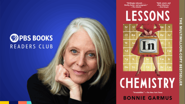 PBS BOOKS Readers Club graphic with author Bonnie Garmus