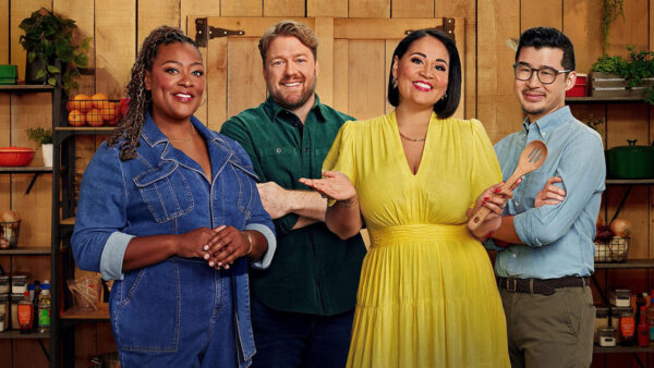 host Alejandra Ramos joined by judges Tiffany Derry, Timothy Hollingsworth, and Francis Lam. 