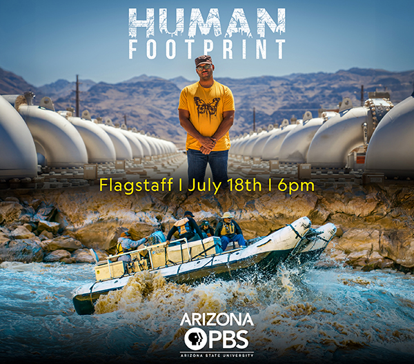 Shane Campbell-Staton and text reading: Human Footprint, Flagstaff, July 18