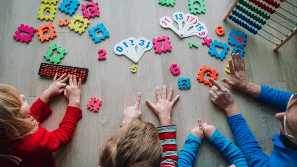 Kids learning to count with blocks and games