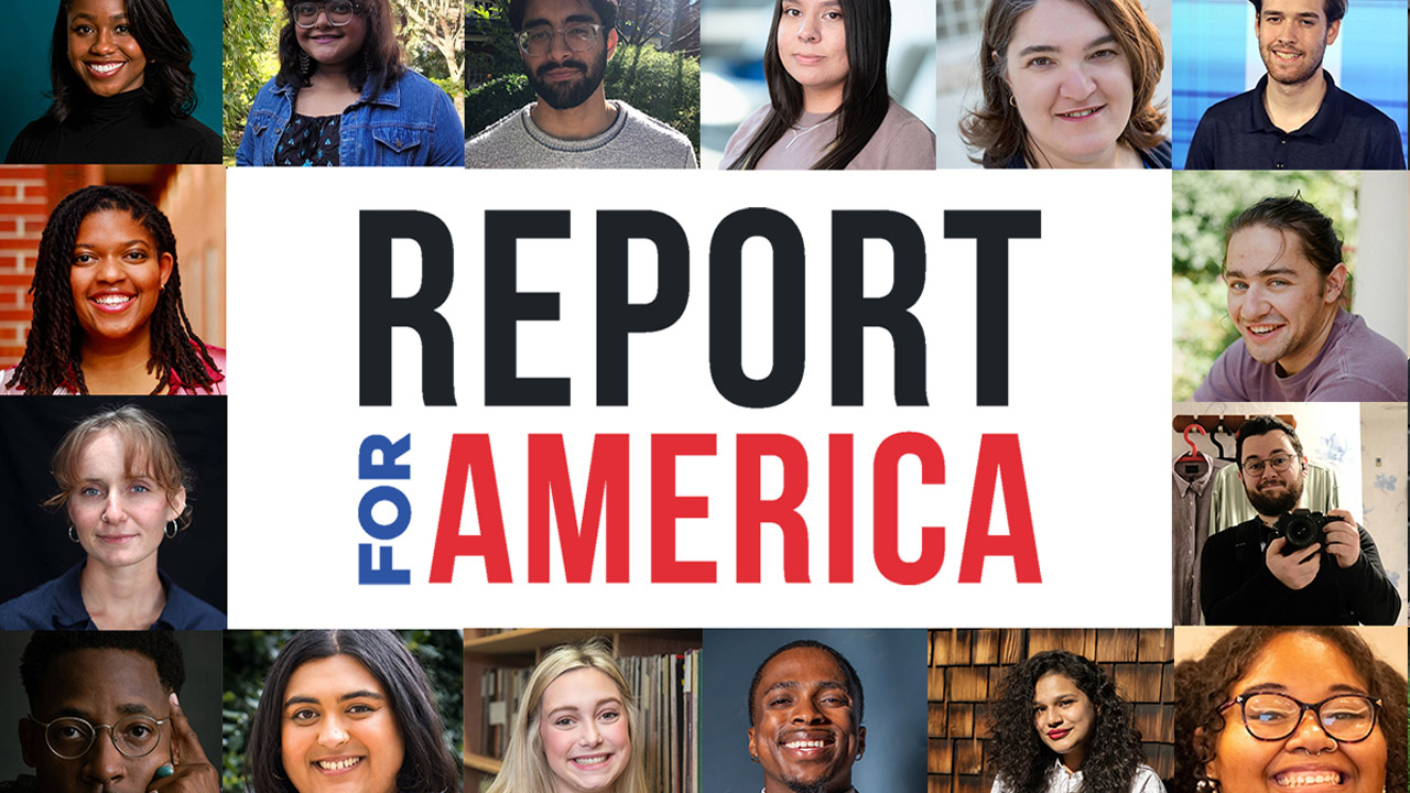 Report for America logo with photos of reporters