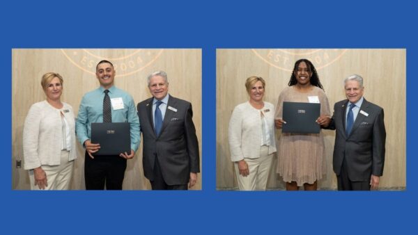 Helios scholarship recipients Taide Pineda and Leeza Jones with Jane LaRocca Roig and Vince Roig of Helios Education Foundation.
