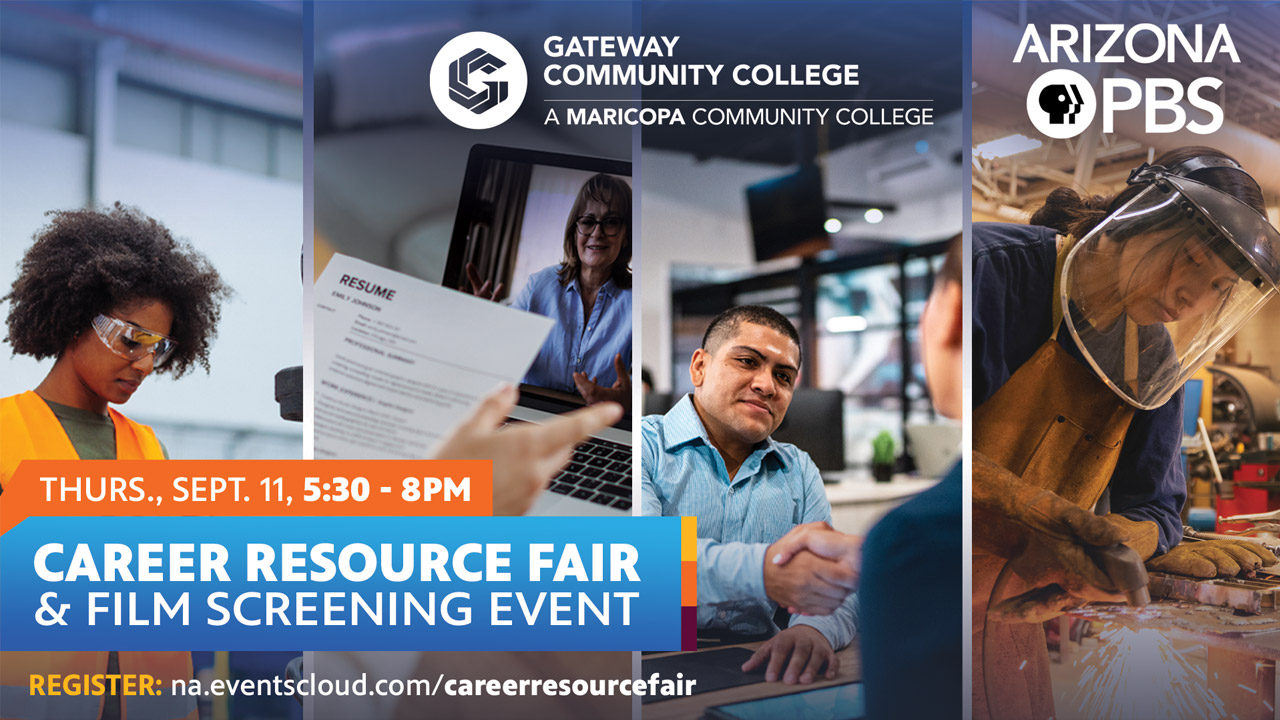 A collage of people in the workforce with text reading: Free Career Resource Fair and film screening event