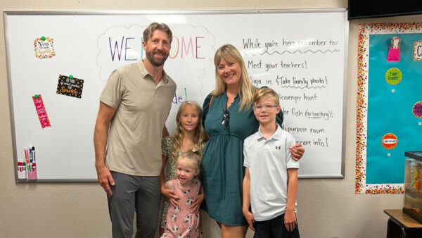 The Bergemann family smiles for camera