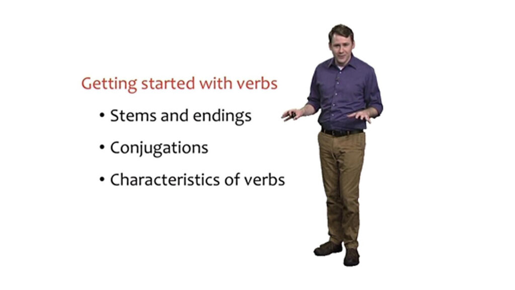 Image illustrating the basics of verb stems and endings