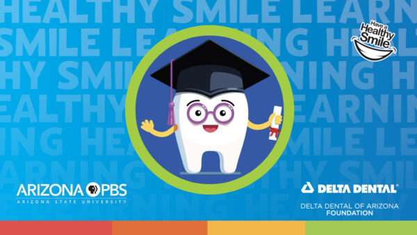 A graphic of a tooth wearing glasses and a graduation cap