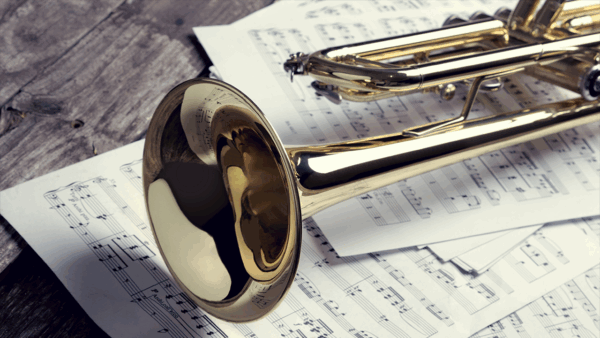 trumpet on sheet music