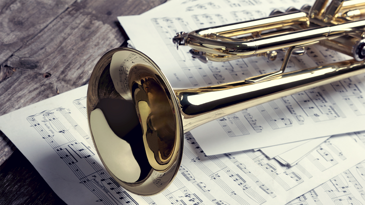 trumpet on sheet music