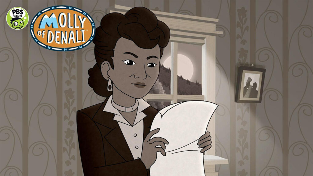 An illustration of a woman reading a paper