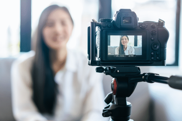 A girl getting interviewed